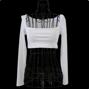 White Long Sleeve Crop Top